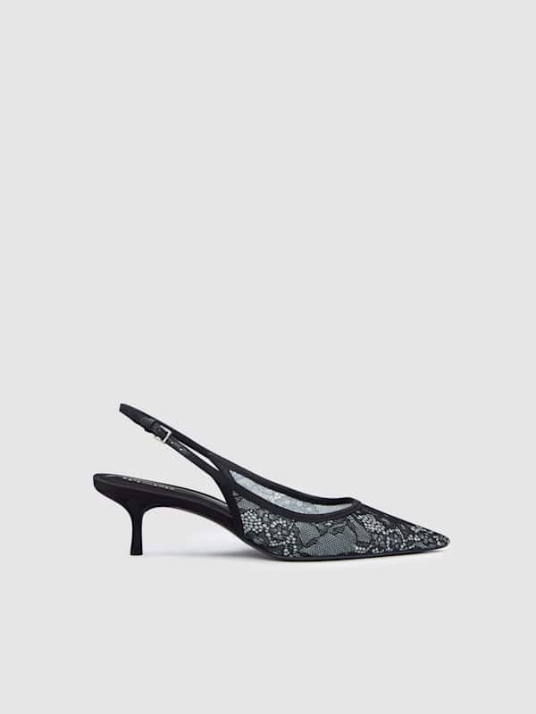 Wrenley Heeled Slingback - Black Lace
